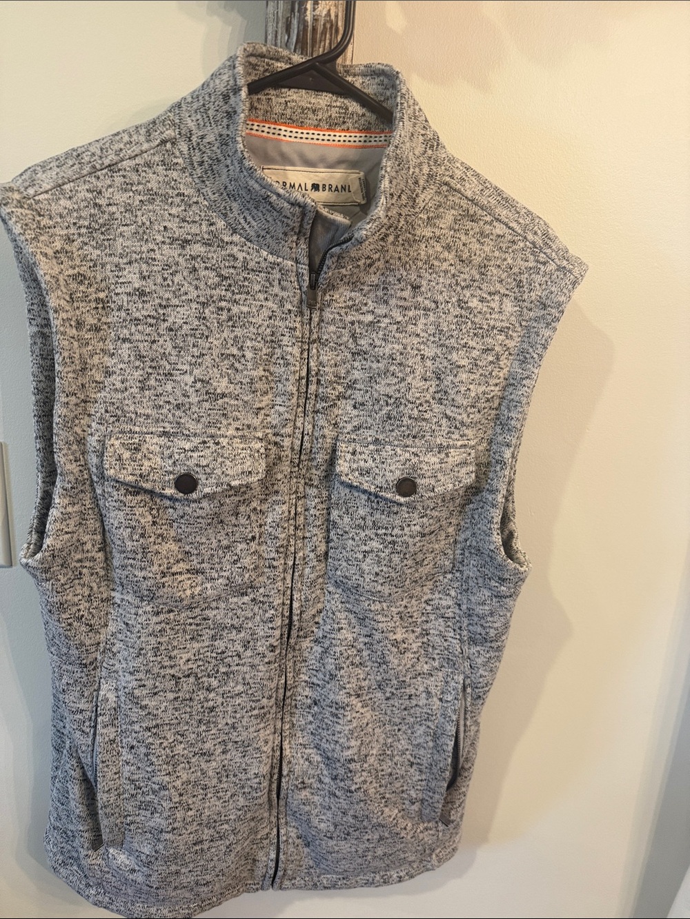 The Normal Brand Gray Marled Knit Zip Vest
